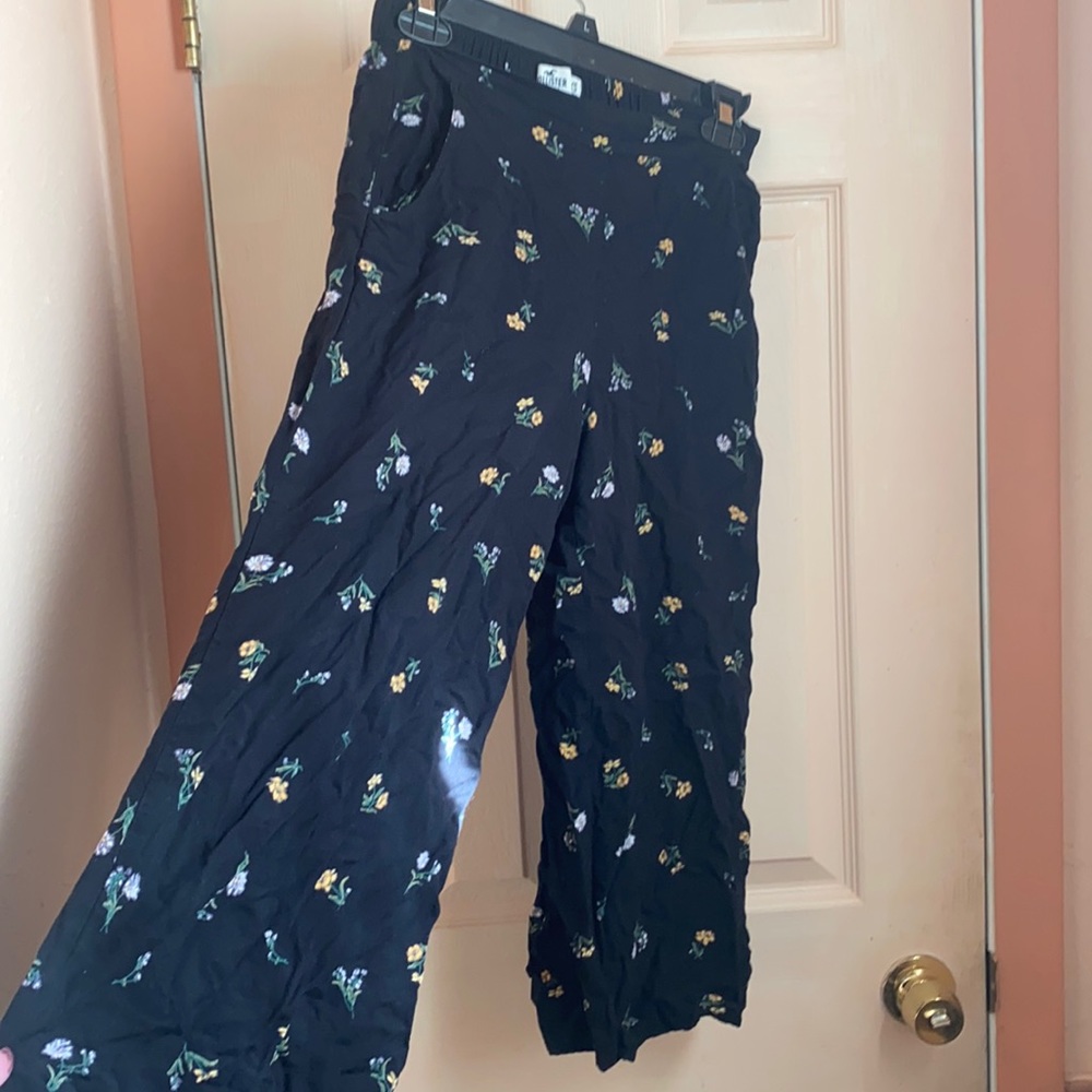 Black Flow Pants with Yellow Flowers